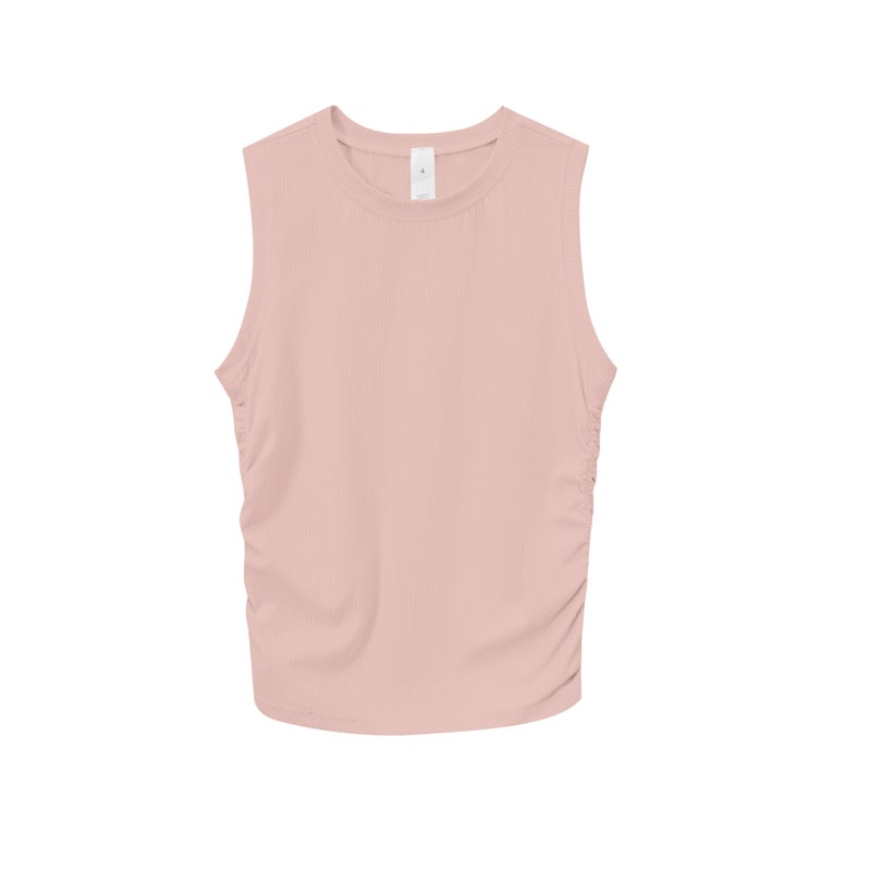 Ribbed Double-Sided Ruched Slim-Fit Sleeveless Sports Quick-Dry Yoga Tank Top With Backless Design - Image 1
